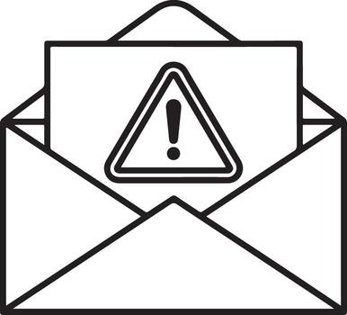 Open envelope with warning sign and exclamation mark inside on white background vector