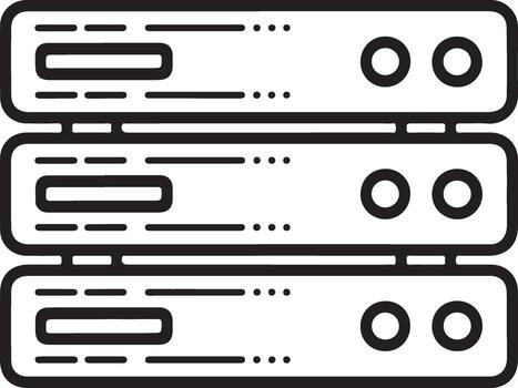 Stacked rackmount servers in a clean outline illustration representing data storage and technology vector