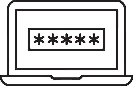 Laptop computer screen displaying a password entry field vector