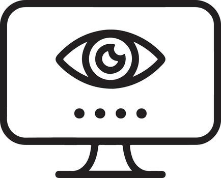 Computer screen displaying a stylized eye icon representing surveillance or digital monitoring concept vector