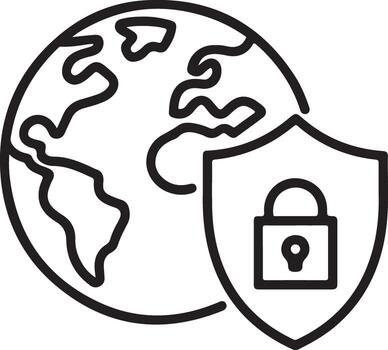Global security shield protects earth from cyber threats and data breaches vector