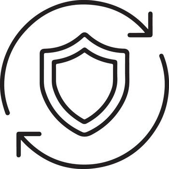 circular flechas rodeando un proteger icono representando seguridad y proteccion en un continuo lazo vector
