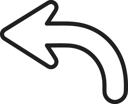 Simple black outline of a curved arrow pointing to the left on a white background vector