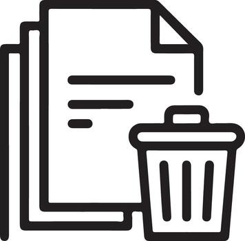 Simple line art icon representing deleting documents or files from a computer vector