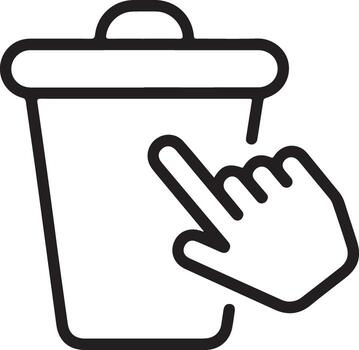 Cursor hand icon pointing to a trash can symbol representing deletion or removal vector