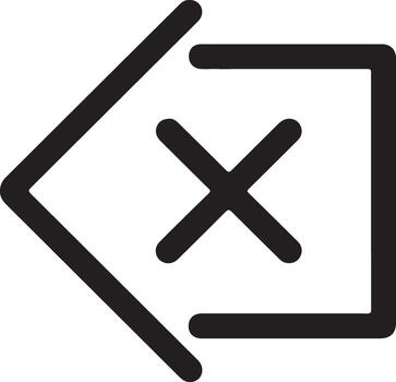 Simple black outline icon representing a closed box with a red cross inside indicating deletion or removal vector