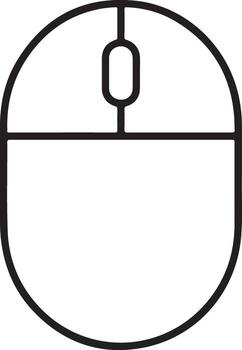 Simple outline icon of a computer mouse with two buttons and a scroll wheel vector