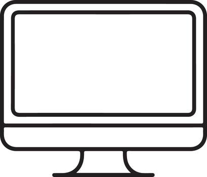 Simple outline illustration of a modern computer monitor with a blank screen on a stand vector