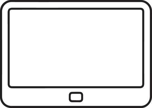 Simple outline drawing of a modern tablet device with a blank screen and a home button vector