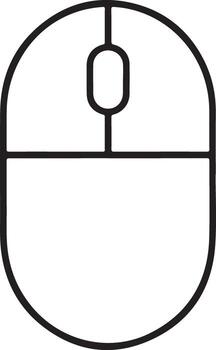 Simple outline drawing of a computer mouse with two buttons and a scroll wheel vector