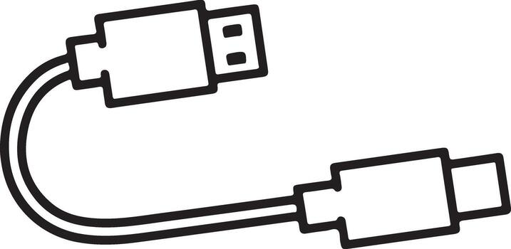Simple line art illustration of a usb c to usb a adapter cable for data transfer vector