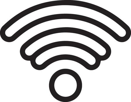 sencillo negro contorno icono de inalámbrico Internet señal olas emanando desde un circulo vector