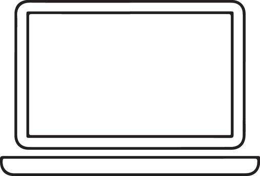 Simple outline icon of an open laptop computer displaying a blank screen vector