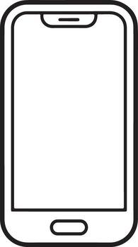 Modern smartphone outline icon with blank screen and home button on white background vector