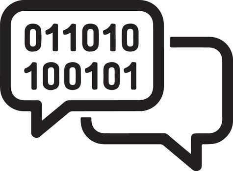 Digital communication concept represented by binary code inside speech bubbles vector