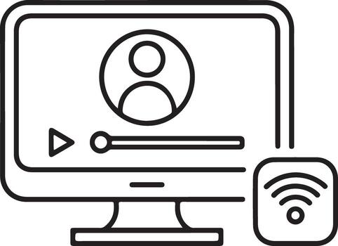 Computer screen displaying a player interface with a profile icon and a wi fi symbol vector