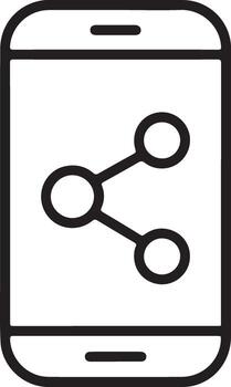 Simple outline icon of a smartphone displaying a network connection or sharing symbol vector