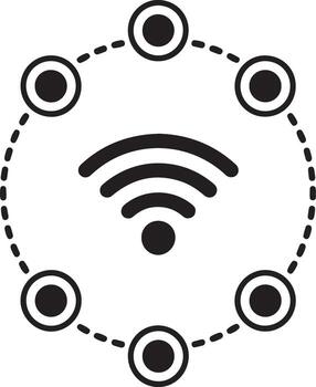 Wireless network connection with central signal and surrounding nodes in a circular pattern vector