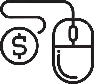 computadora ratón conectado a un dólar firmar moneda representando en línea pago y digital moneda actas vector