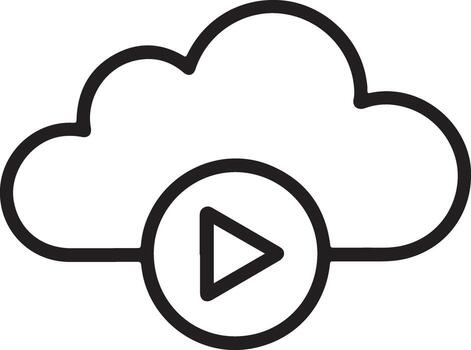 sencillo contorno icono representando nube establecido reproducción y transmisión servicios en línea vector