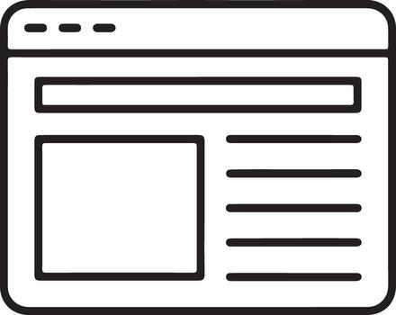 Clean line art icon representing a website or web page layout with content blocks vector
