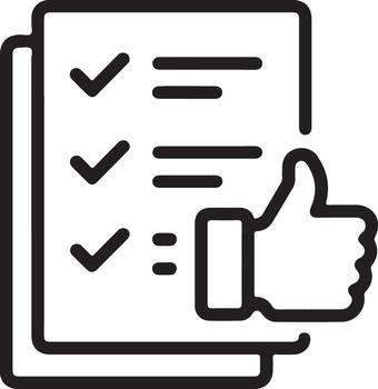 Checklist with thumbs up icon symbolizing completion and approval vector