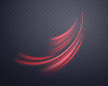 Glowing red lines. Neon realistic energy speed. Abstract light effect on a dark gray background. illustration. vector