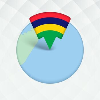 Mauritius Map Highlighted with Flag Marker. vector
