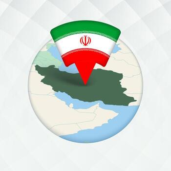 Iran Map Highlighted with Flag Marker. vector