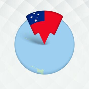 Samoa Map Highlighted with Flag Marker. vector