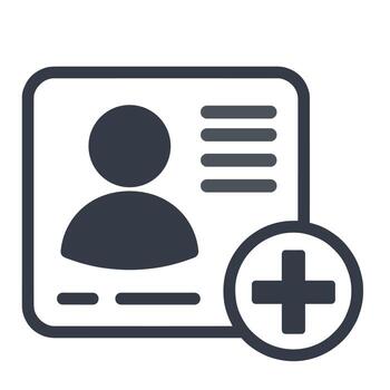 perfil tarjeta agrega un nuevo usuario con más firmar en blanco fondo, simbolizando usuario administración y cuenta creación con un moderno y limpiar estético. vector