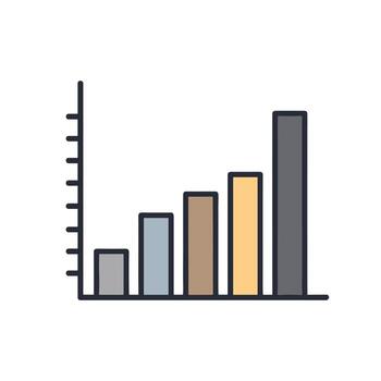 Bar chart shows increasing values on a graph, symbolizing growth and progress in business or finance, conveying a positive and optimistic theme. vector