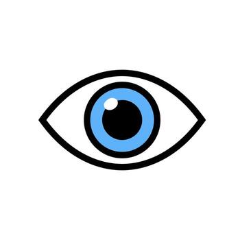 Blue eye stares forward with a simple, clean style on a white canvas, creating a modern and minimalist aesthetic. vector