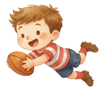 heiter Kind freudig spielen Rugby mit Begeisterung und Energie. png