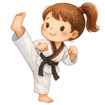 ein jung Mädchen üben kriegerisch Kunst, präsentieren Stärke und Entschlossenheit im ihr Haltung. png