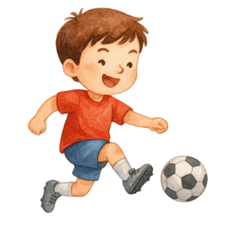 ein froh Junge spielen Fußball mit Begeisterung und Energie. png