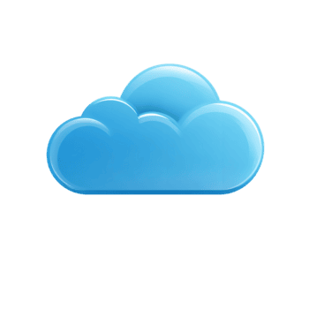 Glossy blue cloud icon representing cloud computing and data storage in a digital environment png