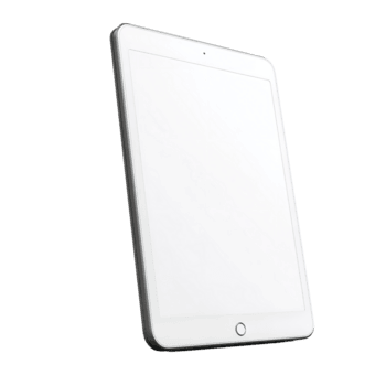 Modern tablet device with blank white screen for digital content and app display on a transparent ba png