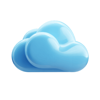 Glossy blue cloud icon floating in digital space, representing data storage and technology concepts png