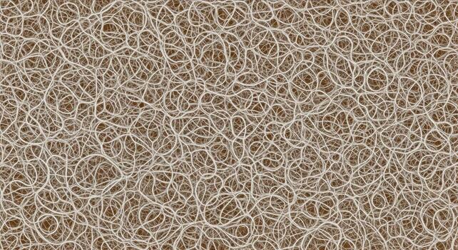 un macro De arriba hacia abajo ver de un denso, enredado web de bien, beige fibras crea un caótico aún uniforme antecedentes textura, parecido a paja, heno, o natural hilo. foto