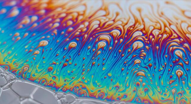 a close up of a colorful liquid with bubbles photo
