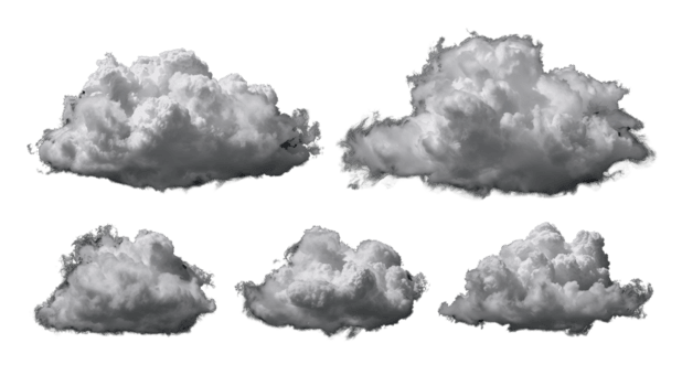 collezione di travolgente isolato nuvole galleggiante senza sforzo su un' trasparente ambientazione png