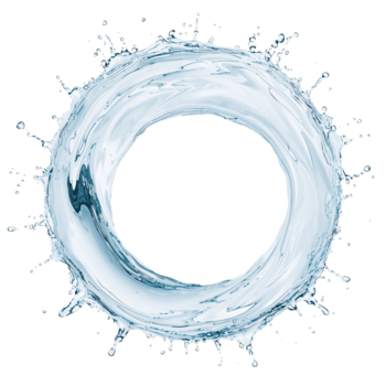 acqua vortice la creazione di un' squillare forma con trasparente interno cerchio e dinamico spruzzi in giro il png