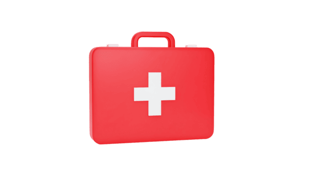Create a Red First-Aid Kit with Transparent Background, using 3D Modeling Software. Learn the process step by step. png
