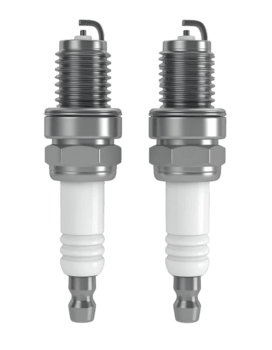 två gnista pluggar på transparent bakgrund, motor tändning systemet komponenter, närbild se png