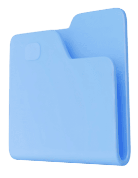 Create a 3D Model of a Digital Folder with a Transparent Background, Using Smooth Pastel Blue Colors png
