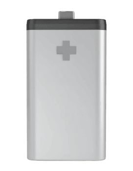 skapa en transparent bakgrund bild av en batteri med en plus symbol effektivt png