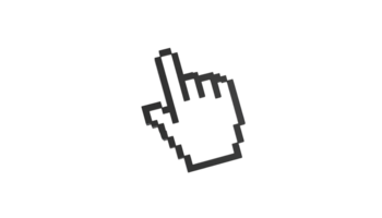crio pixel arte cursor Projeto uma 3d mão ponteiro com transparente fundo. digital arte tutorial. png