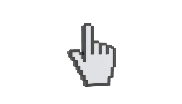 crio pixel arte cursor mão com transparente fundo, Projeto 3d modelo facilmente. png