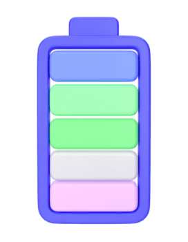 Create Colorful Battery Icon with Transparent Background using 3D Modeling Software png